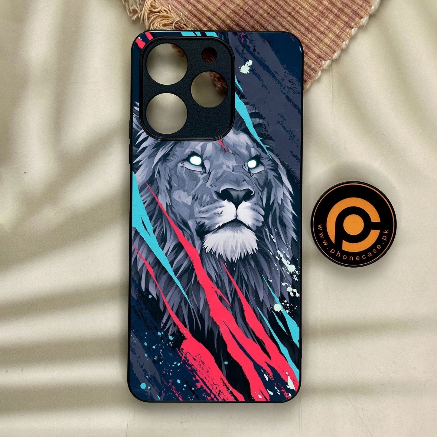 Realme Note 70 - Abstract Animated Lion - Premium Metal Printed Soft Bumper Shock Proof Case