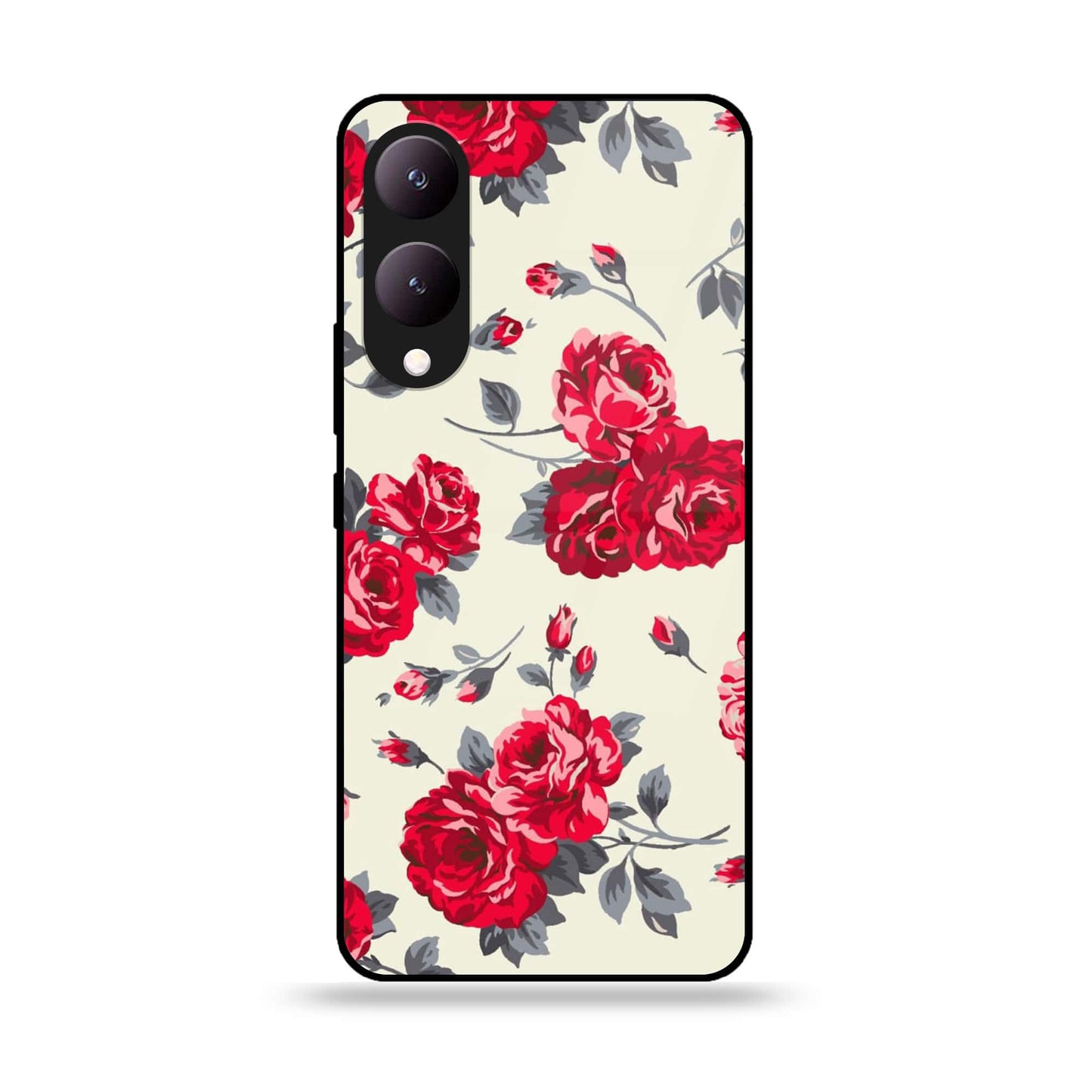 Vivo Y17S - Floral Series Design 8 - Premium Printed Glass soft Bumper shock Proof Case CS-38493