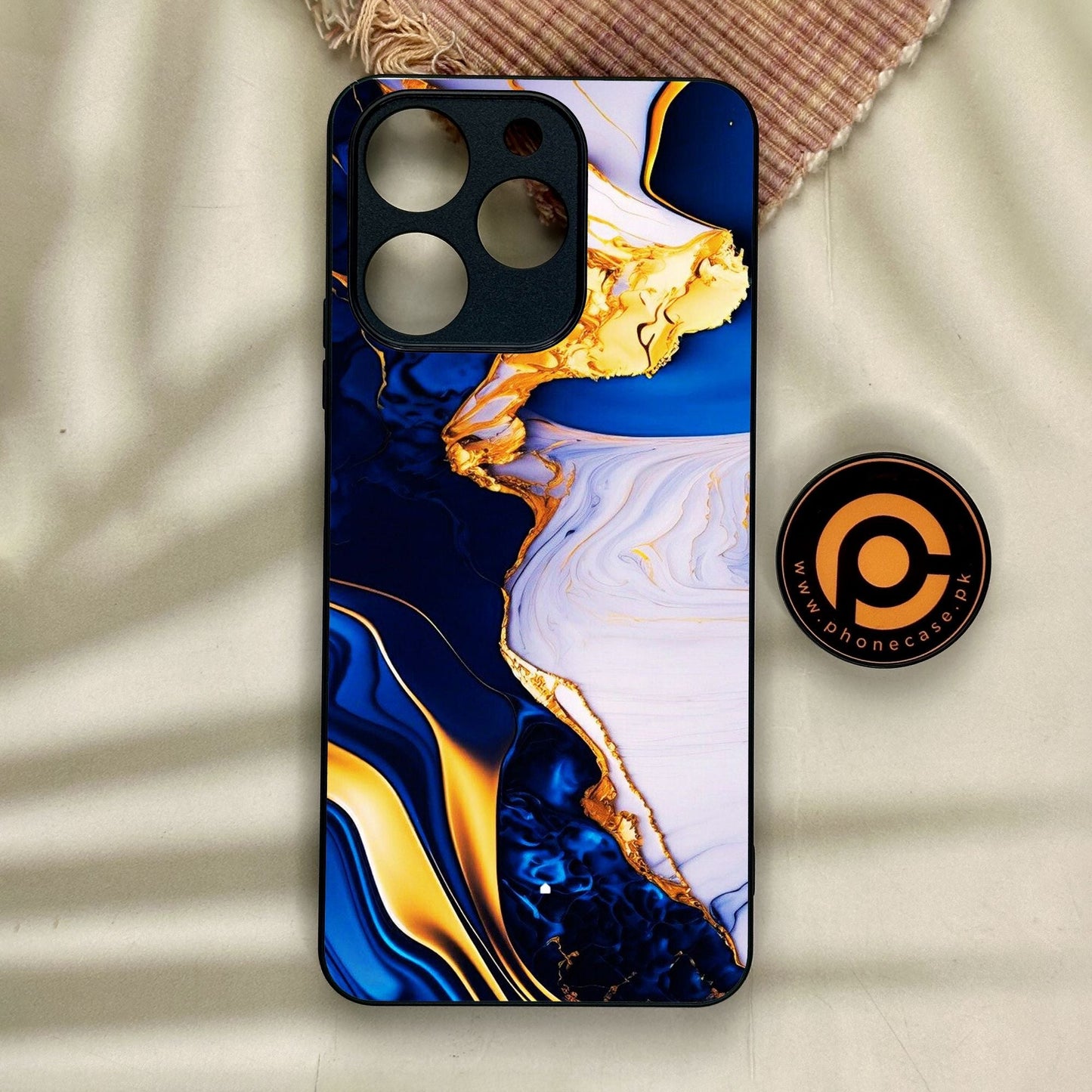 Realme Note 70 - Blue Golden Marble - Premium Metal Printed Soft Bumper Shock Proof Case