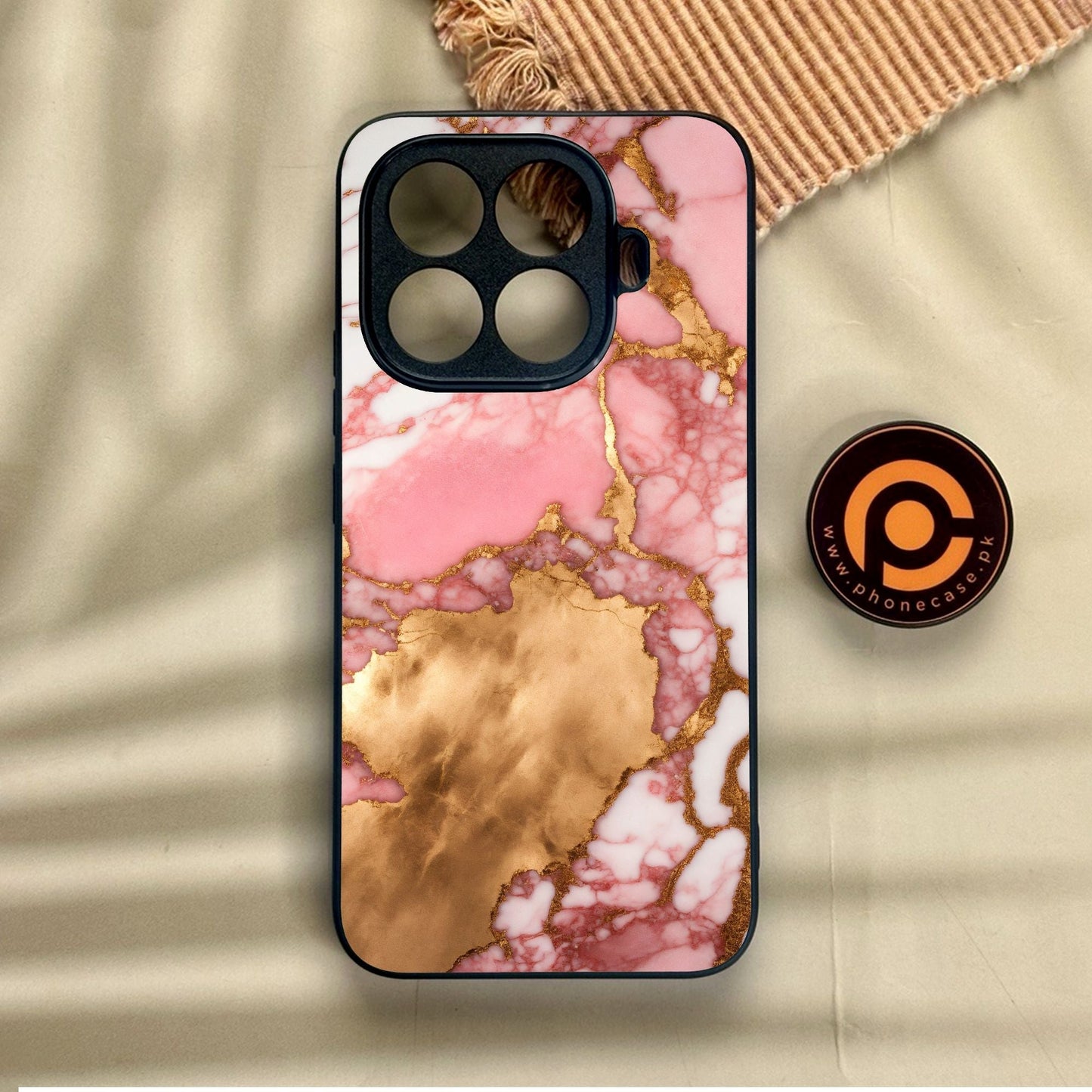 Xiaomi 15T Pro - Pink Marble 2.0 Design 7 - Premium Metal Printed Soft Bumper Shock Proof Case