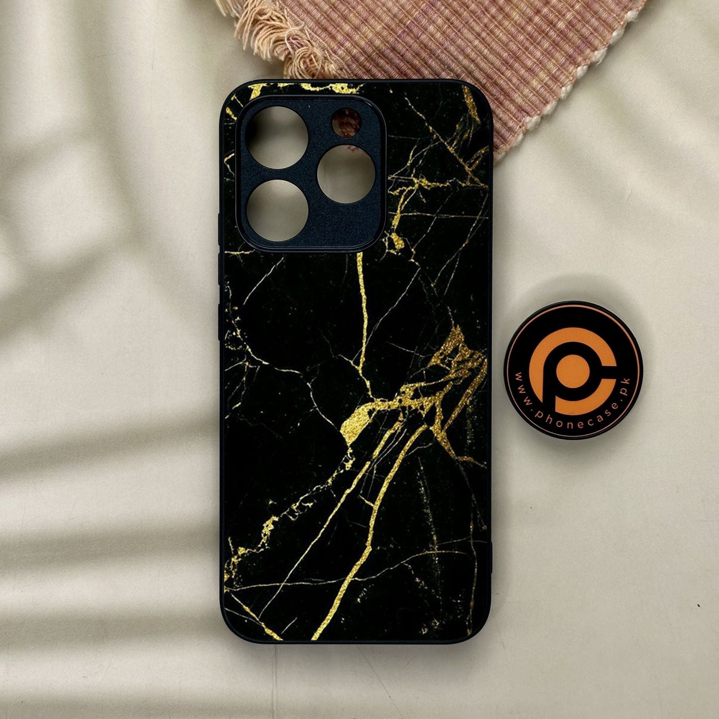 Realme 15T - Black Marble Design 3 - Premium Metal Printed Soft Bumper Shock Proof Case