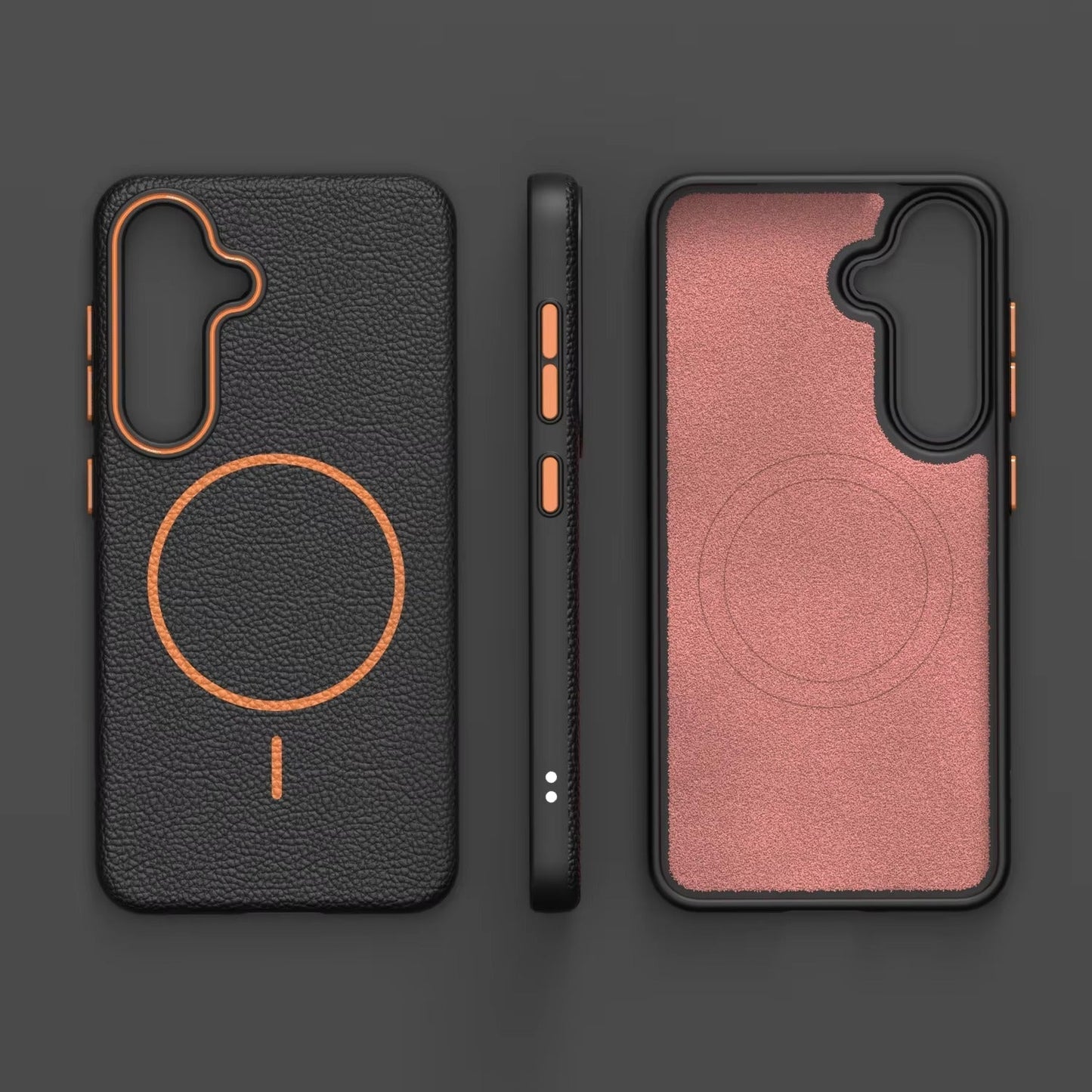 Samsung Galaxy S25 - Branded Leather Texture MagSafe Compatible Anti-Slip Soft Case