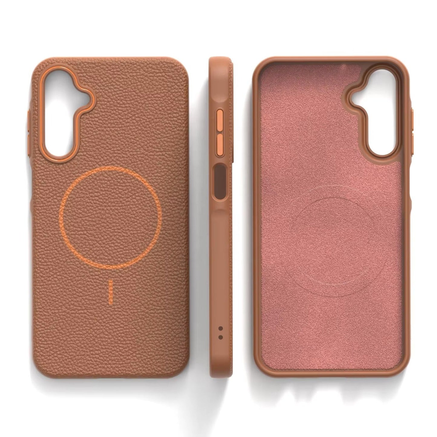 Samsung Galaxy A17 - Branded Leather Texture MagSafe Compatible Anti-Slip Soft Case