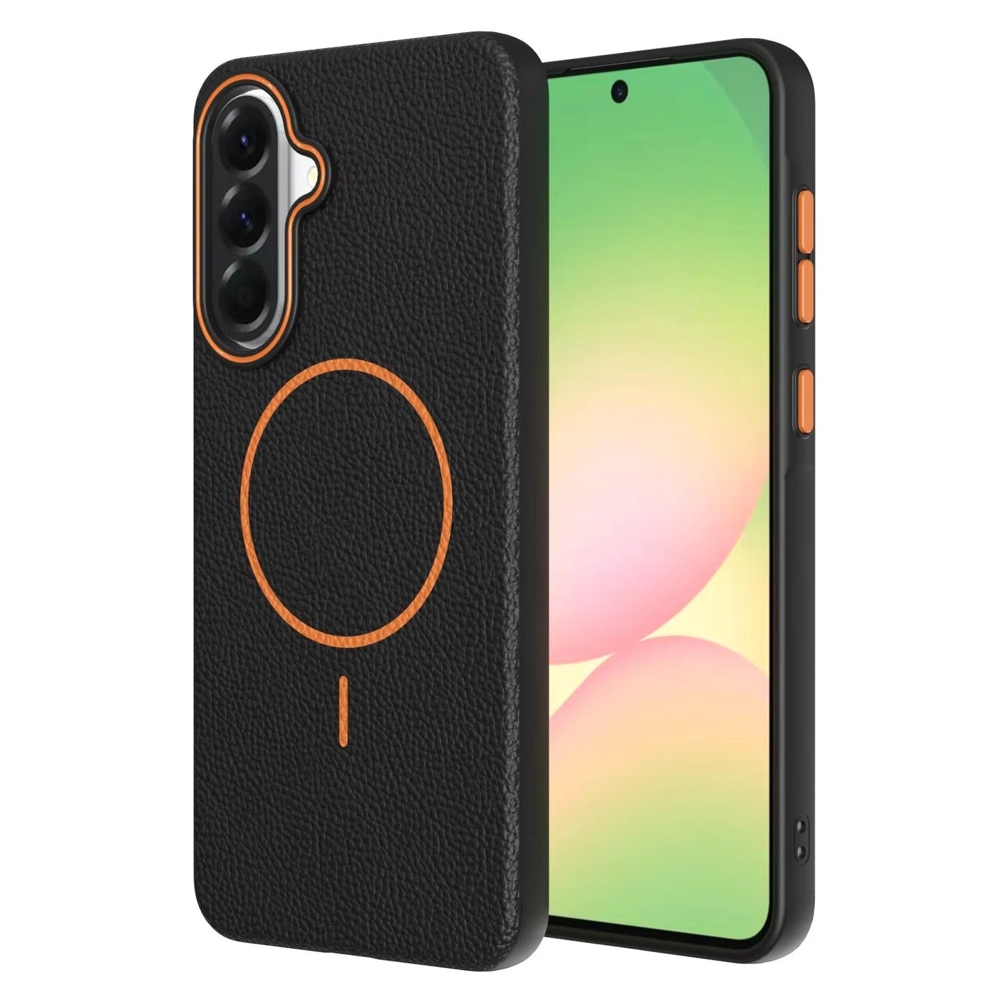 Samsung Galaxy A56 - Branded Leather Texture MagSafe Compatible Anti-Slip Soft Case