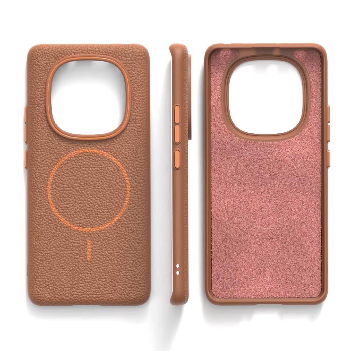 Redmi Note 14 Pro - Branded Leather Texture MagSafe Compatible Anti-Slip Soft Case