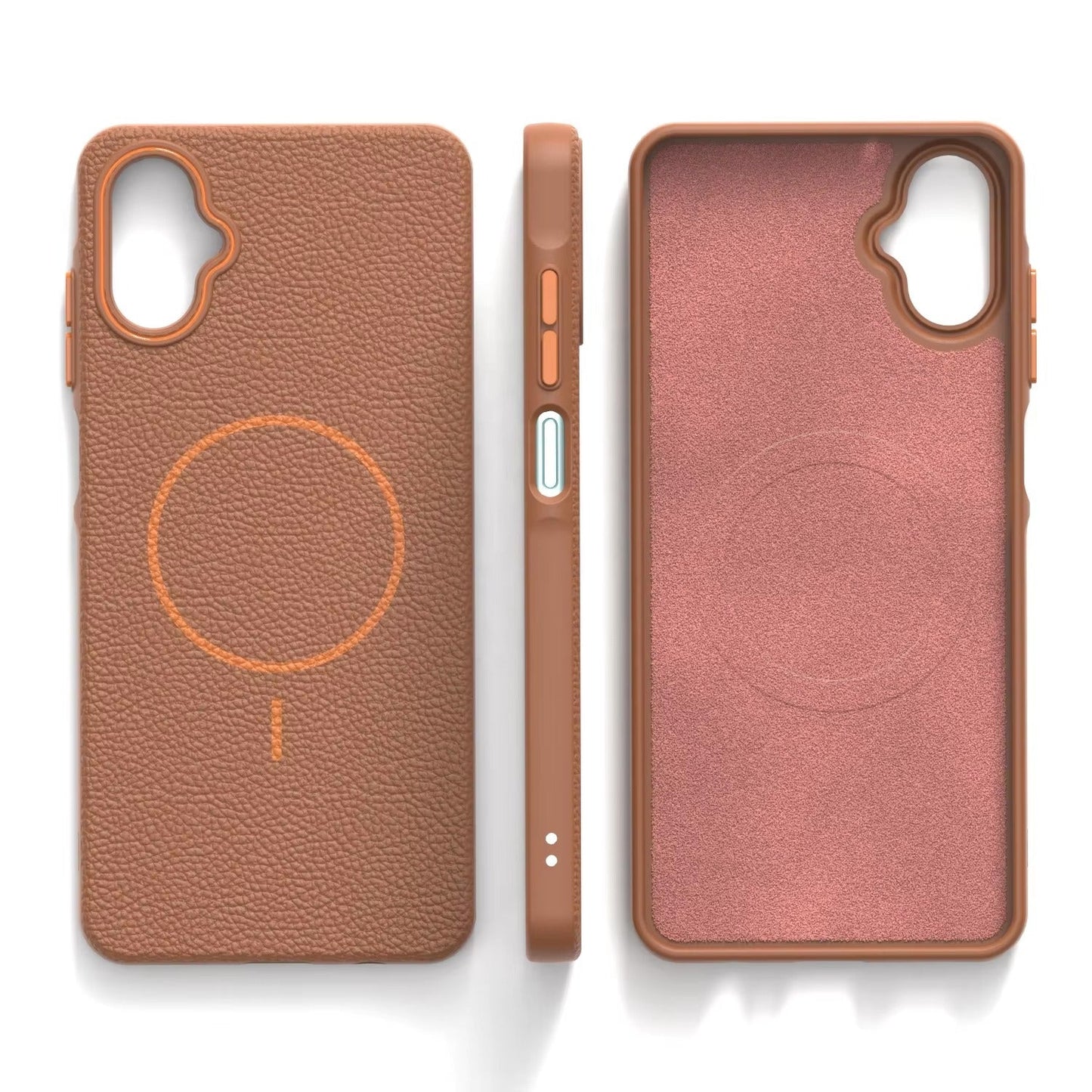 Samsung Galaxy A06 - Branded Leather Texture MagSafe Compatible Anti-Slip Soft Case