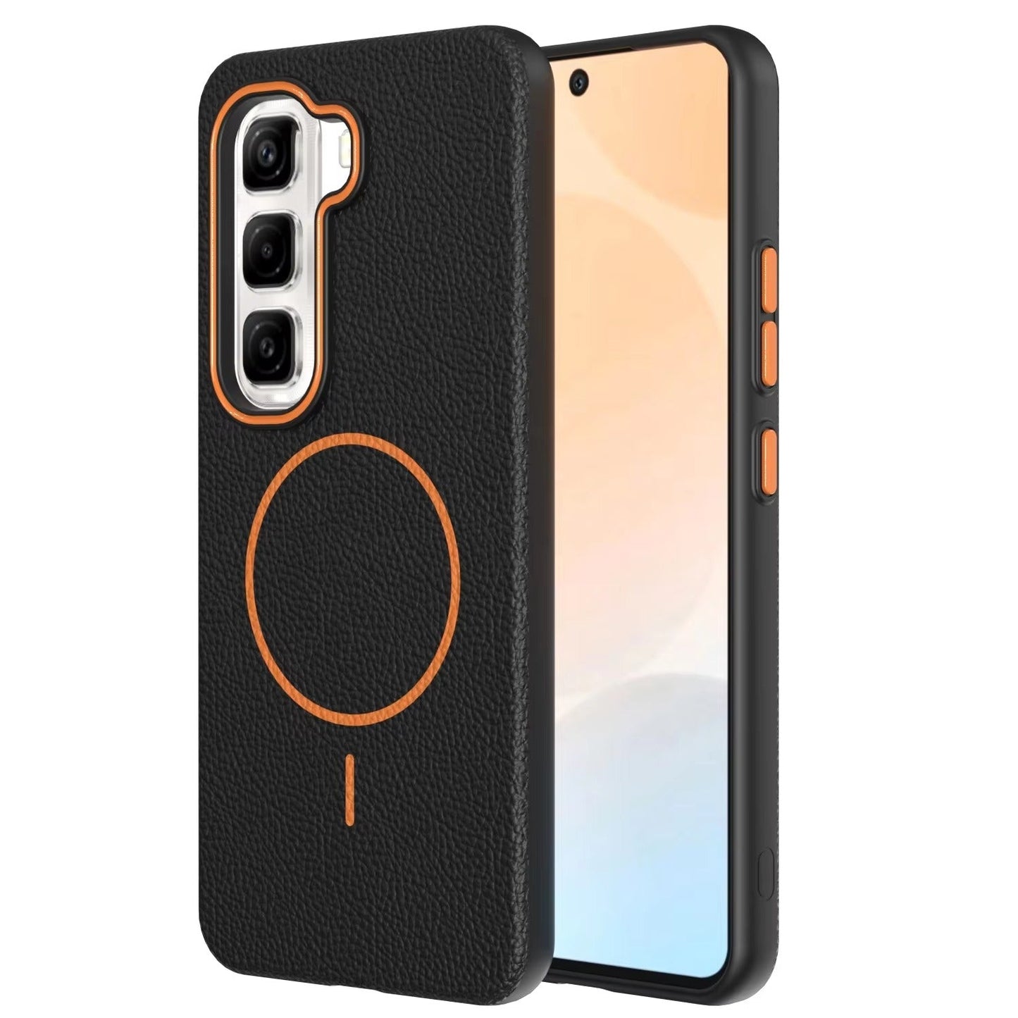 Infinix Hot 50 Pro - Branded Leather Texture MagSafe Compatible Anti-Slip Soft Case