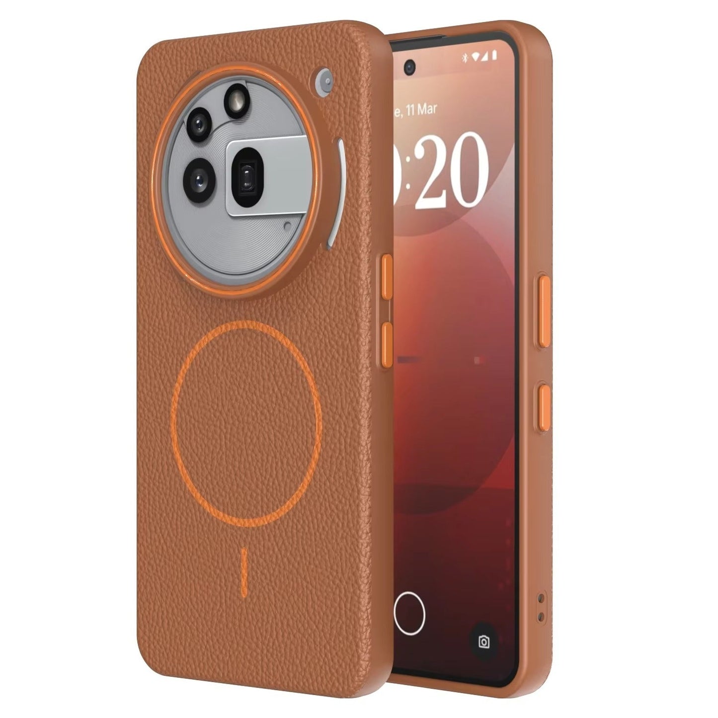 Nothing Phone 3a Pro - Branded Leather Texture MagSafe Compatible Anti-Slip Soft Case