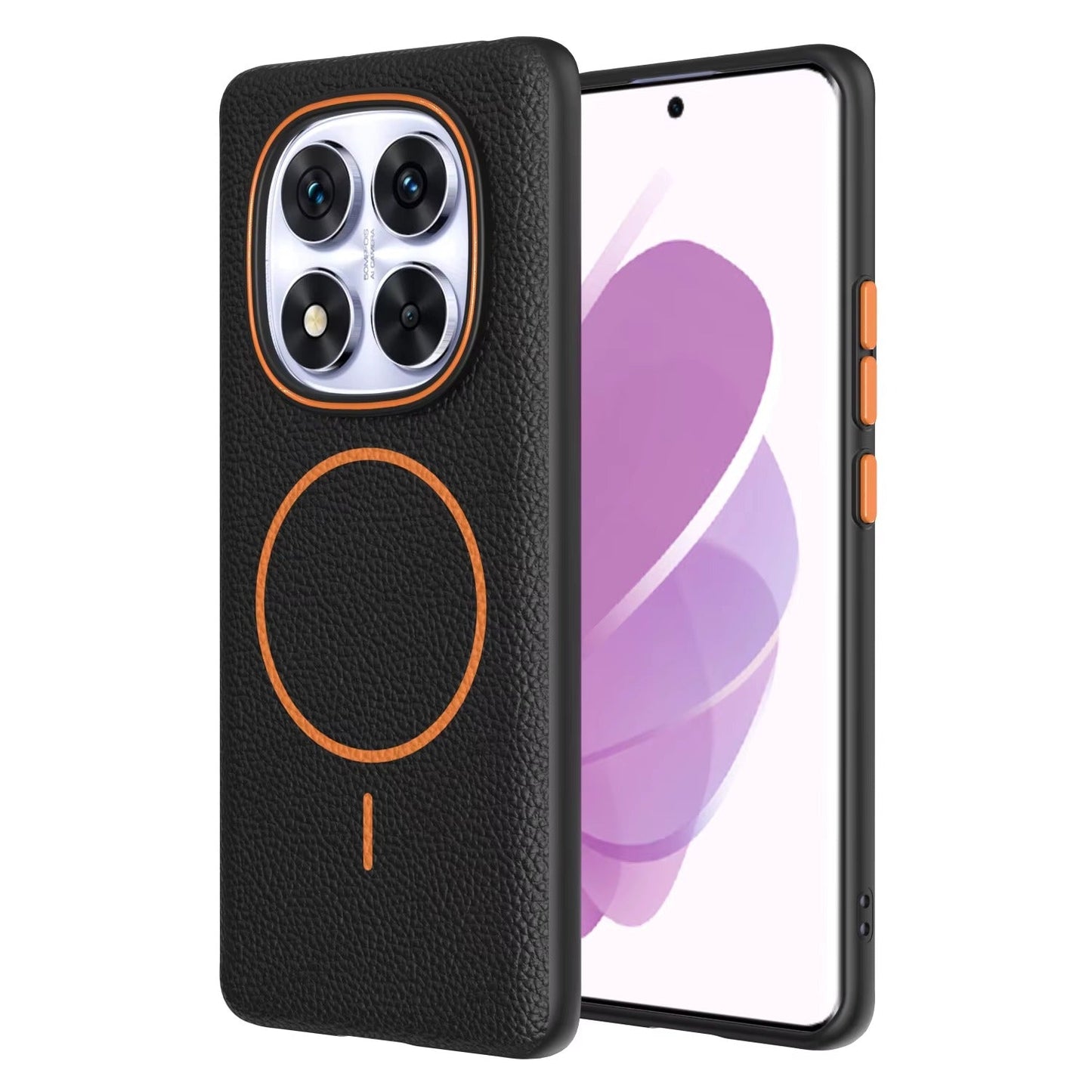 Redmi Note 14 Pro - Branded Leather Texture MagSafe Compatible Anti-Slip Soft Case