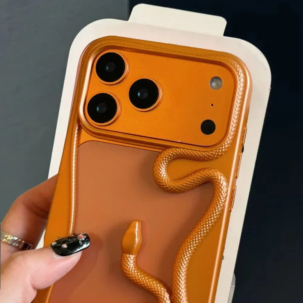 iPhone 17 Pro - Luxury Snake Plating Armor Bumper Case - Orange