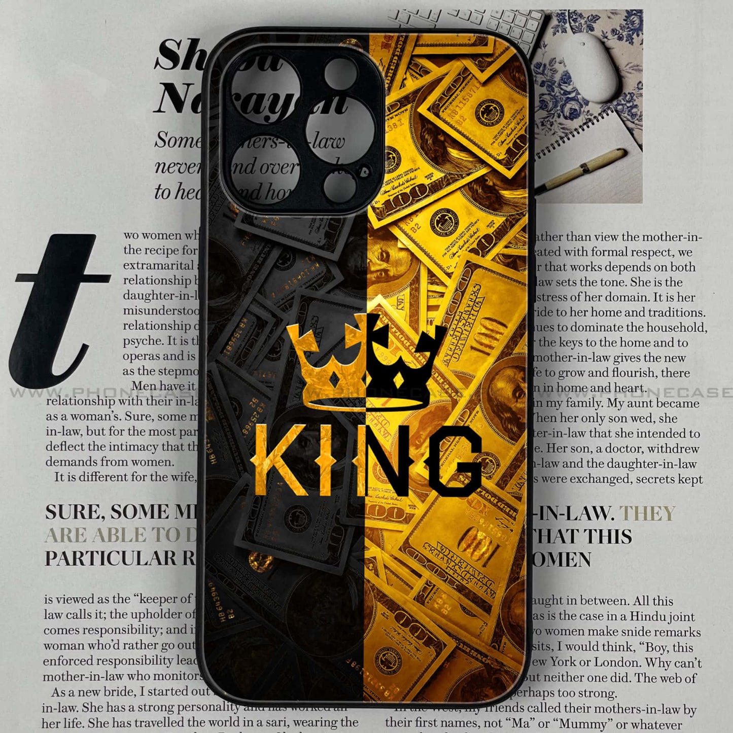 iPhone 15 Pro Max - King Design 9 - Premium Metal Printed soft Bumper shock Proof Case CS-37917