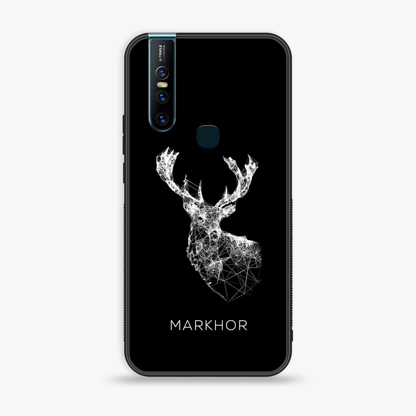 Vivo V15 - Markhor  Design 4 - Premium Printed Glass soft Bumper shock Proof Case CS-39051