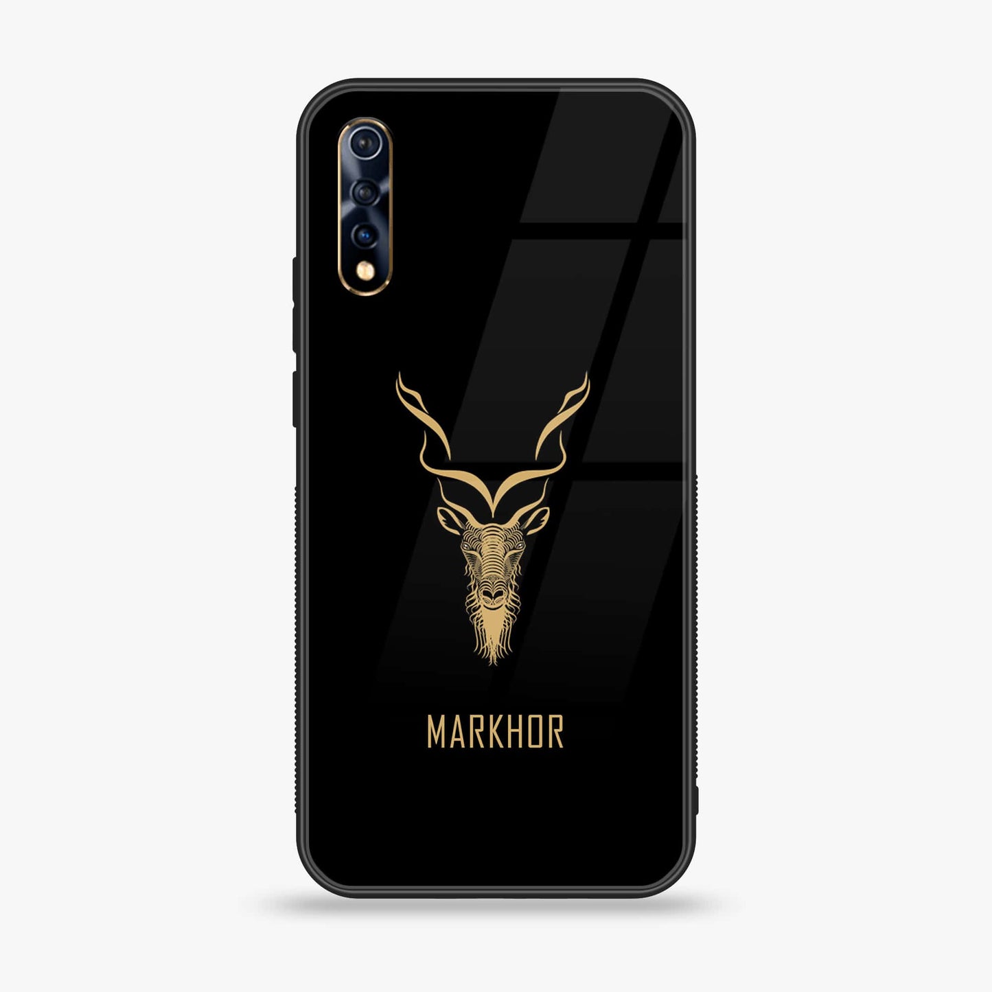 Vivo S1 - Markhor Design 3 - Premium Printed Glass soft Bumper shock Proof Case  CS-39013