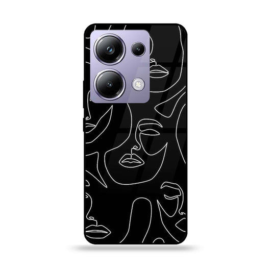 Redmi Note 13 Pro 4G / Poco M6 Pro 4G - Girls Line Art Design 2  - Premium Printed Glass soft Bumper shock Proof Case  CS-37270 CS-38471