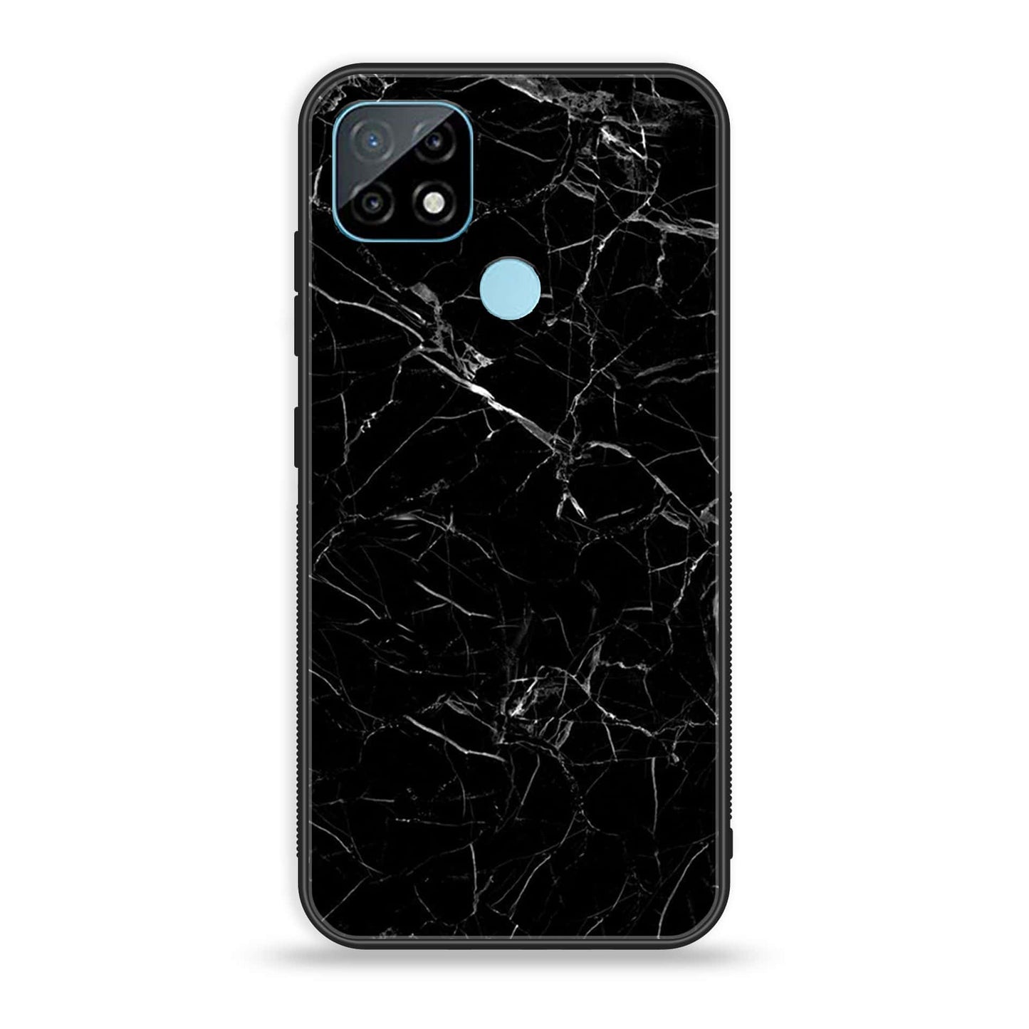 Realme C21 Black Marble Design 1 Premium Printed Glass soft Bumper shock Proof Case CS-39175