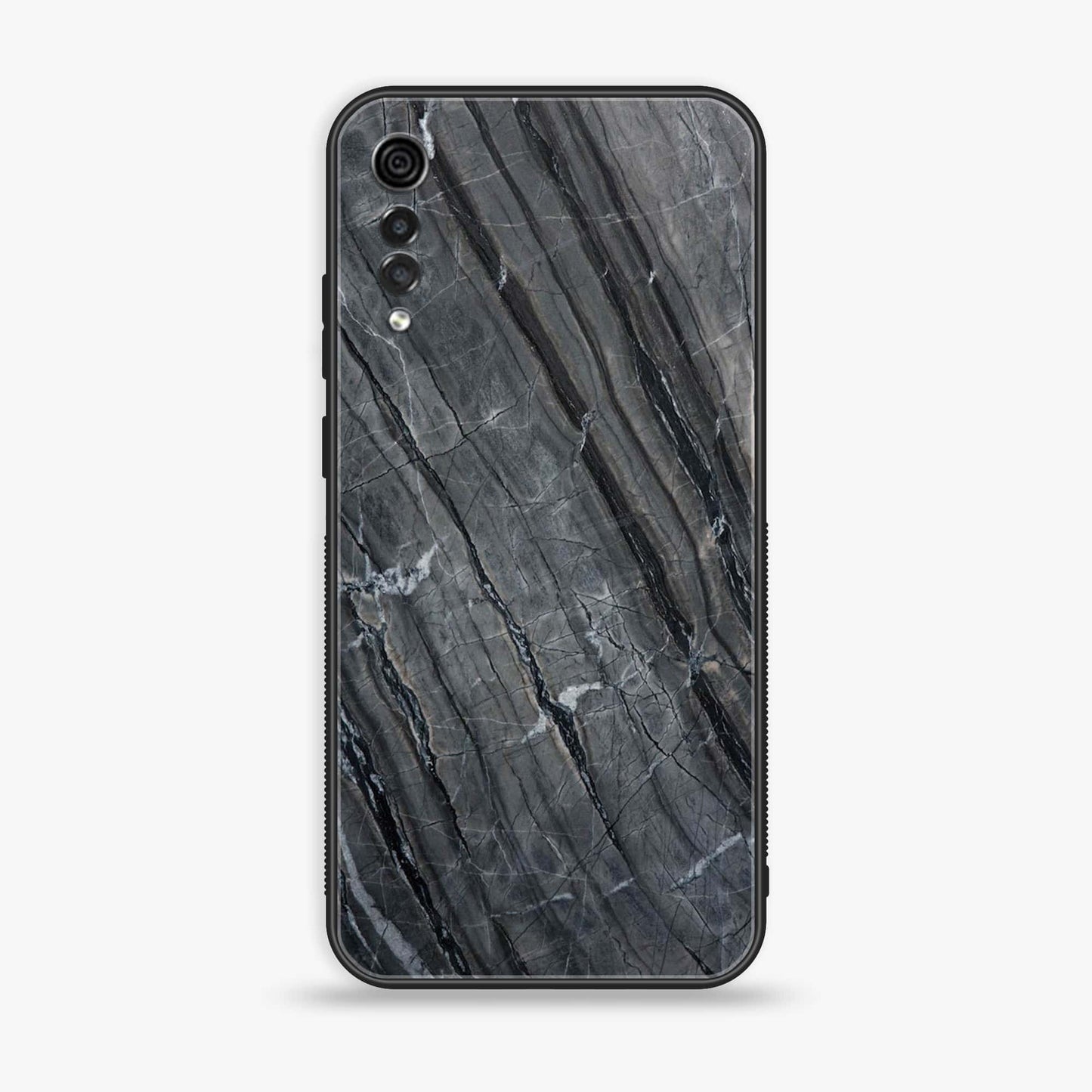 LG Velvet  / LG G9 - Black Marble V 2.0 Design 10 - Premium Printed Glass soft Bumper shock Proof Case CS-38206