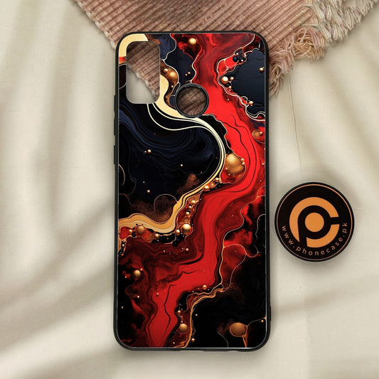 Honor 9X Lite - Red Gold Marble - Premium Metal Printed Soft Bumper Shock Proof Case