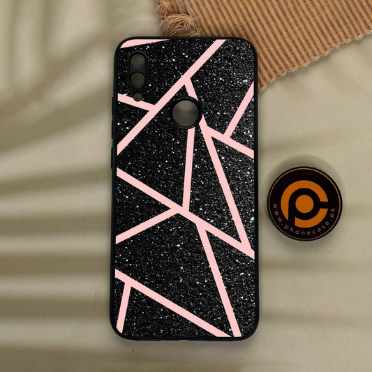 Redmi Note 7 - Black Sparkle Glitter With Rosegold - Premium Metal Printed Soft Bumper Shock Proof Case