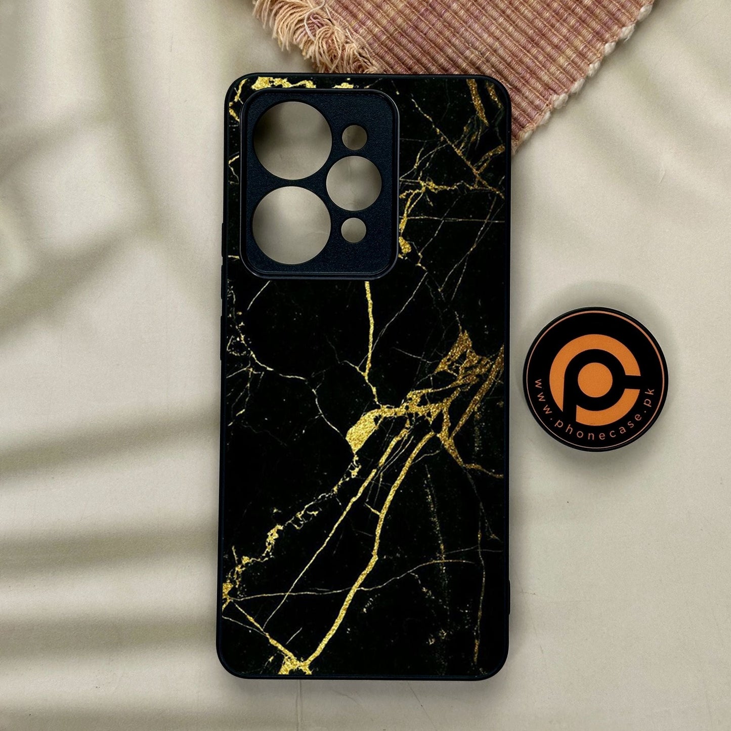 Realme 15 - Black Marble Design 3 - Premium Metal Printed Soft Bumper Shock Proof Case