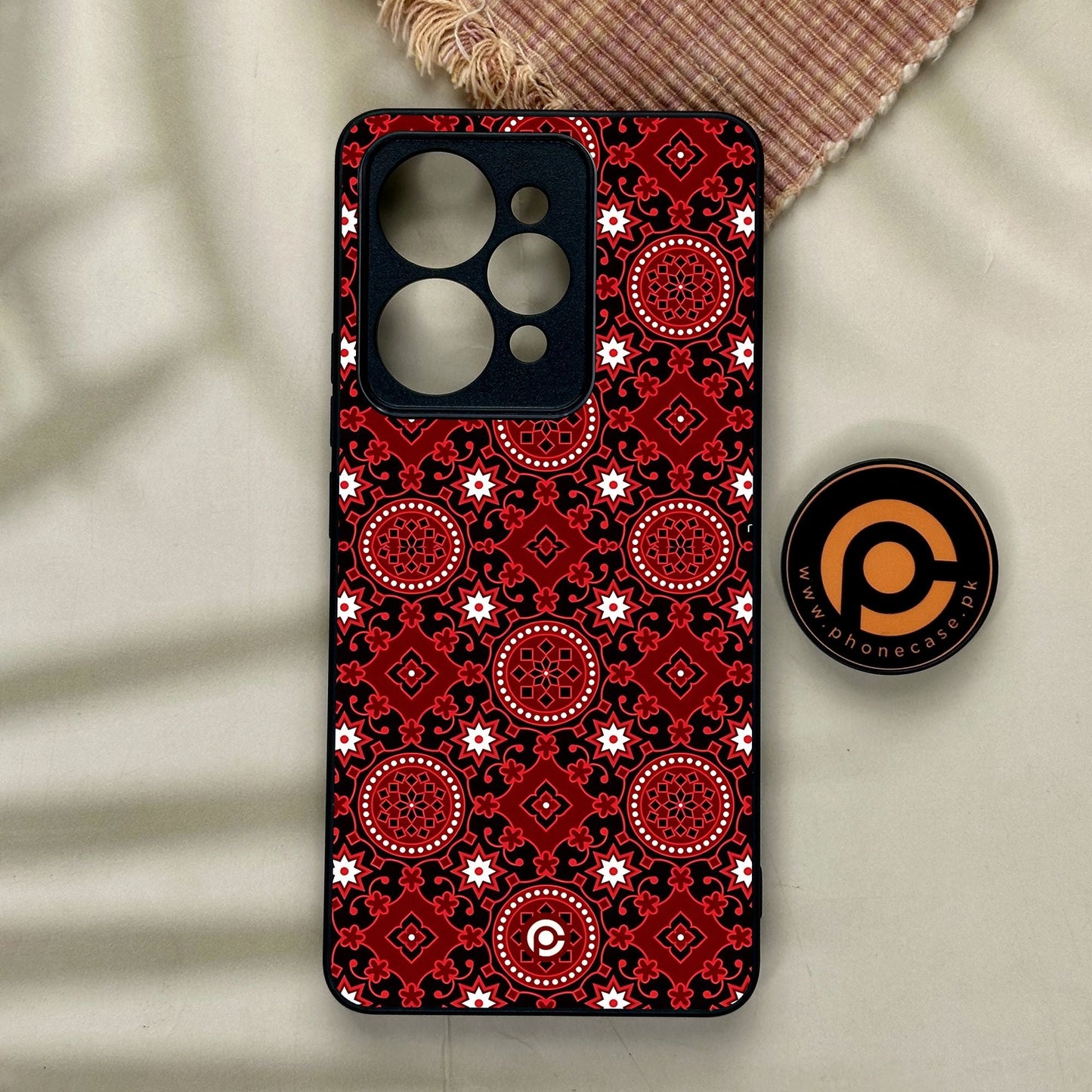 Realme 15 - Ajrak Design 6 - Premium Metal Printed Soft Bumper Shock Proof Case