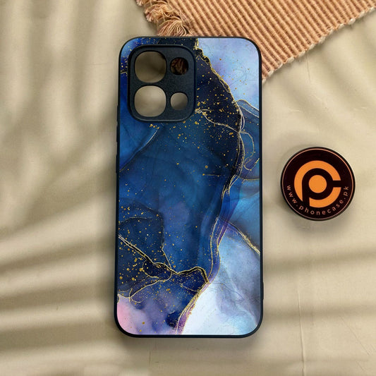 Oppo A6 Pro - Blue Marble Design 7 - Premium Metal Printed Soft Bumper Shock Proof Case
