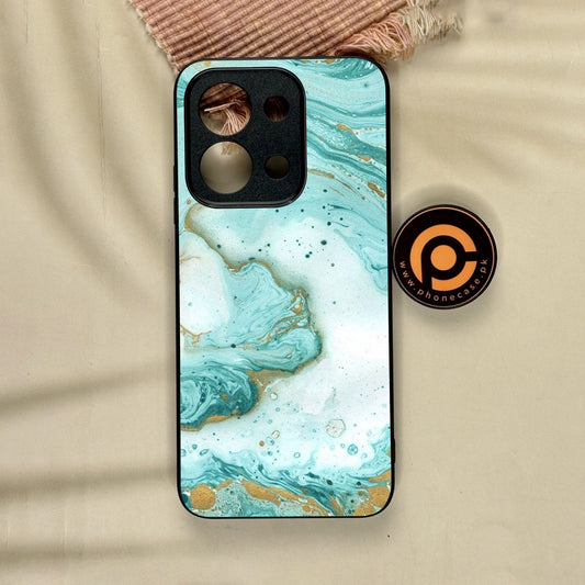 Xiaomi Redmi 15C - Aqua Blue Marble Design - Premium Metal Printed Soft Bumper Shock Proof Case