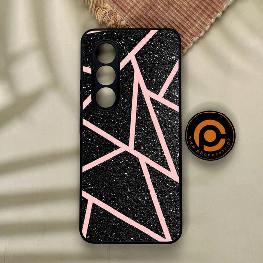 Itel S25 - Black Sparkle Glitter With Rosegold - Premium Metal Printed Soft Bumper Shock Proof Case