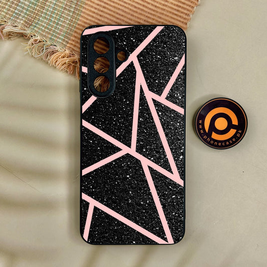 Samsung Galaxy A17 - Black Sparkle Glitter With Rosegold - Premium Metal Printed Soft Bumper Shock Proof Case
