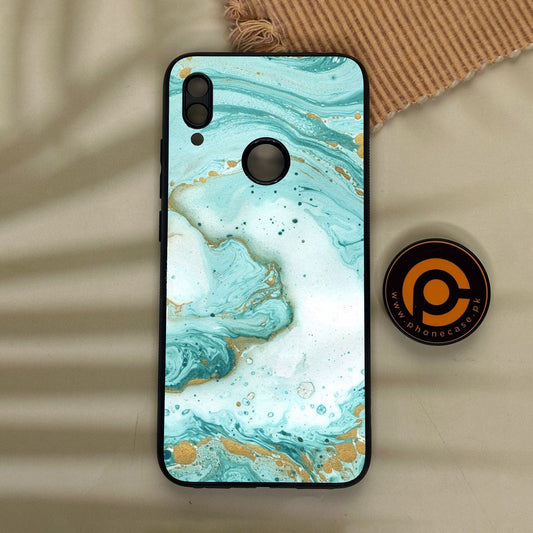 Redmi Note 7 - Aqua Blue Marble Design - Premium Metal Printed Soft Bumper Shock Proof Case