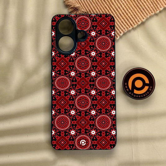 Vivo V60 Lite  - Ajrak Design 6 - Premium Metal Printed Soft Bumper Shock Proof Case