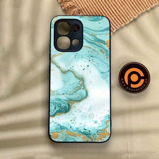 Oppo A6 Pro - Aqua Blue Marble Design - Premium Metal Printed Soft Bumper Shock Proof Case