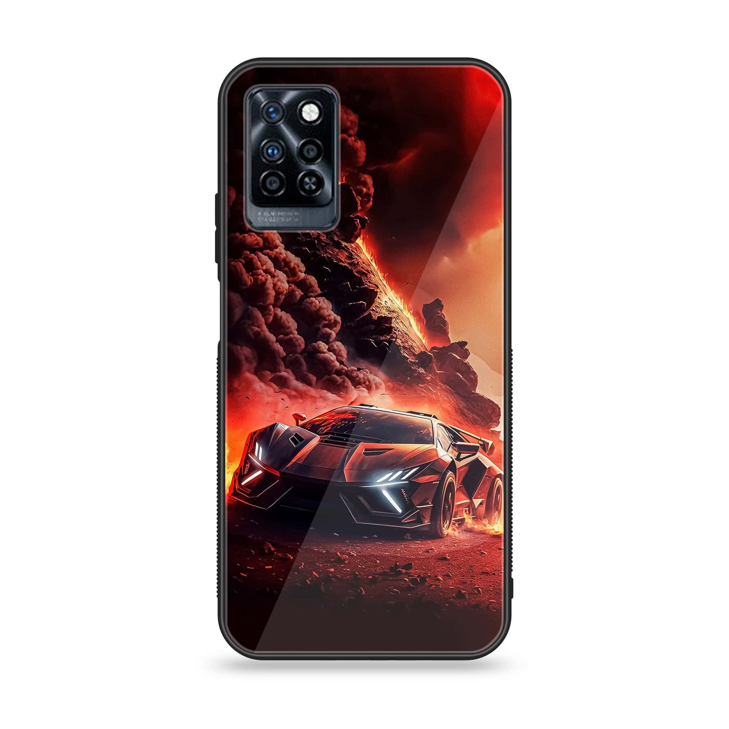 Infinix Note 10 Pro - Racing Design 7 - Premium Printed Glass soft Bumper shock Proof Case  CS-37266