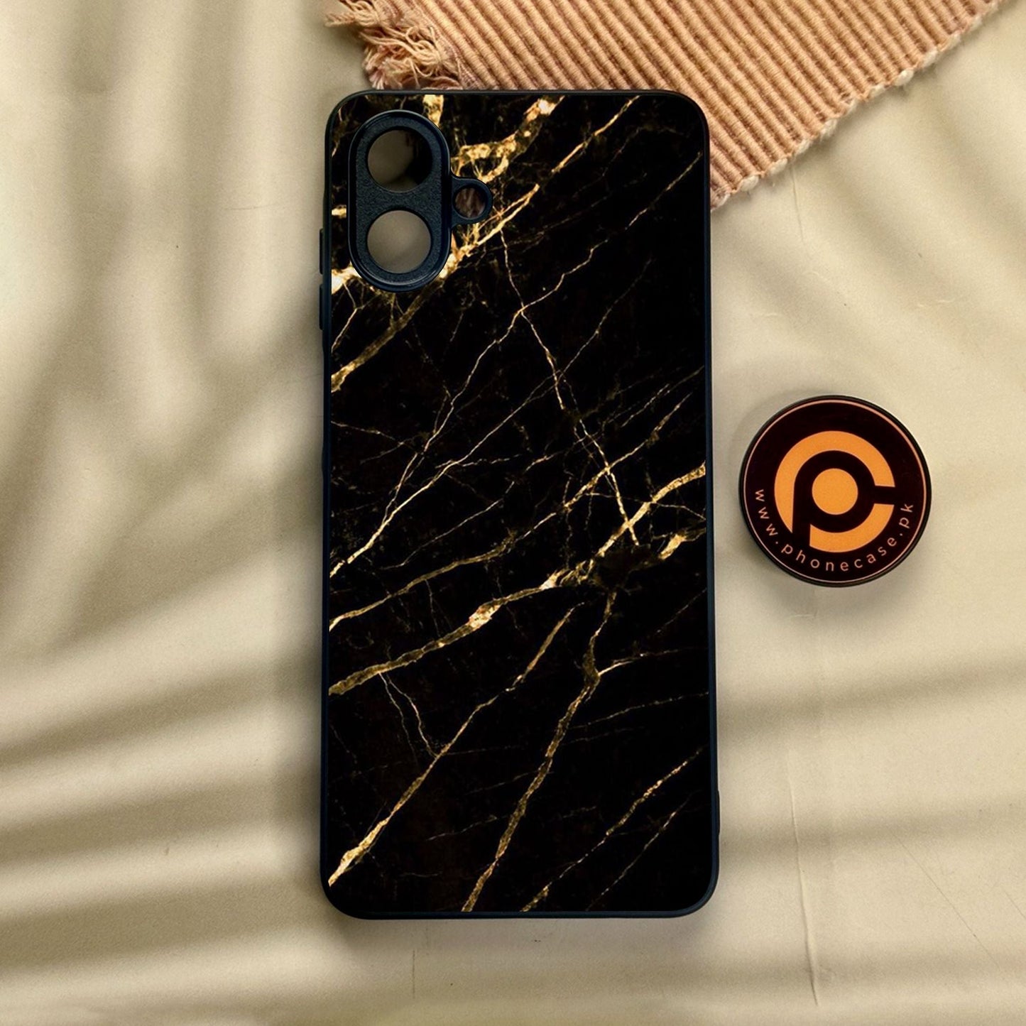 Samsung Galaxy A07 - Black Marble Design 7 - Premium Metal Printed Soft Bumper Shock Proof Case
