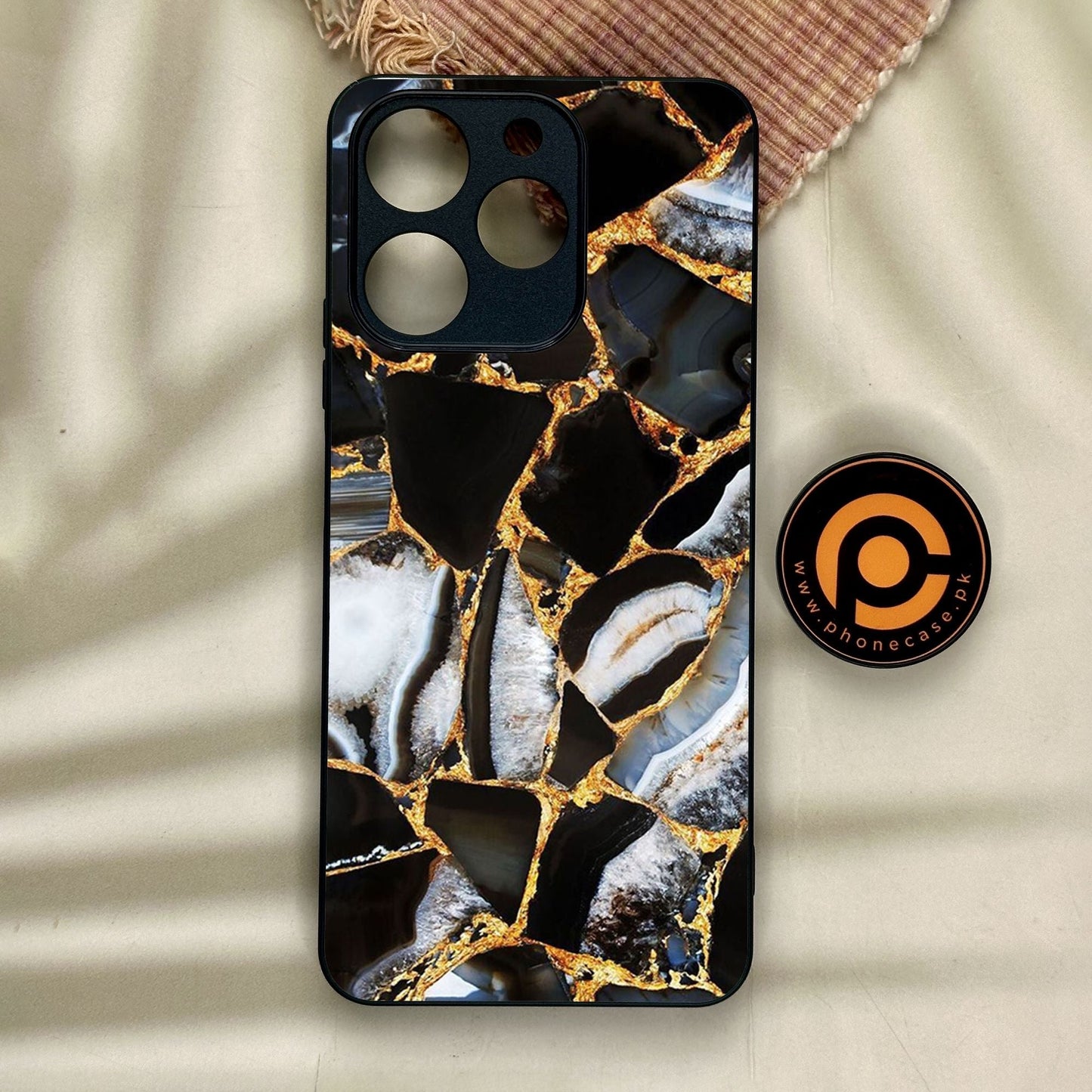 Realme Note 70 - Black Marble Design 5 - Premium Metal Printed Soft Bumper Shock Proof Case