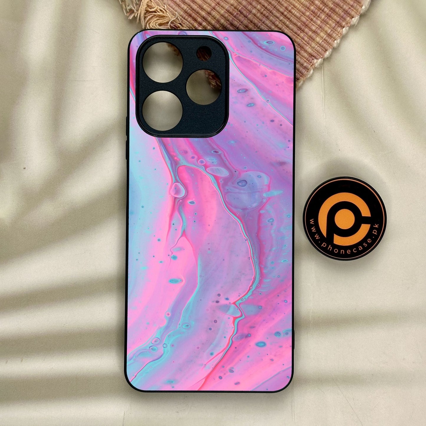 Realme Note 70 - Pink Marble 2.0 Design 1 - Premium Metal Printed Soft Bumper Shock Proof Case
