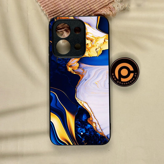 Xiaomi Redmi 15C - Blue Golden Marble - Premium Metal Printed Soft Bumper Shock Proof Case