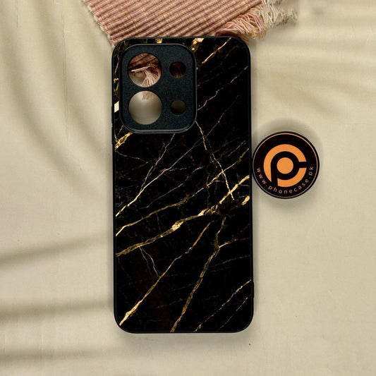 Xiaomi Redmi 15C - Black Marble Design 7 - Premium Metal Printed Soft Bumper Shock Proof Case