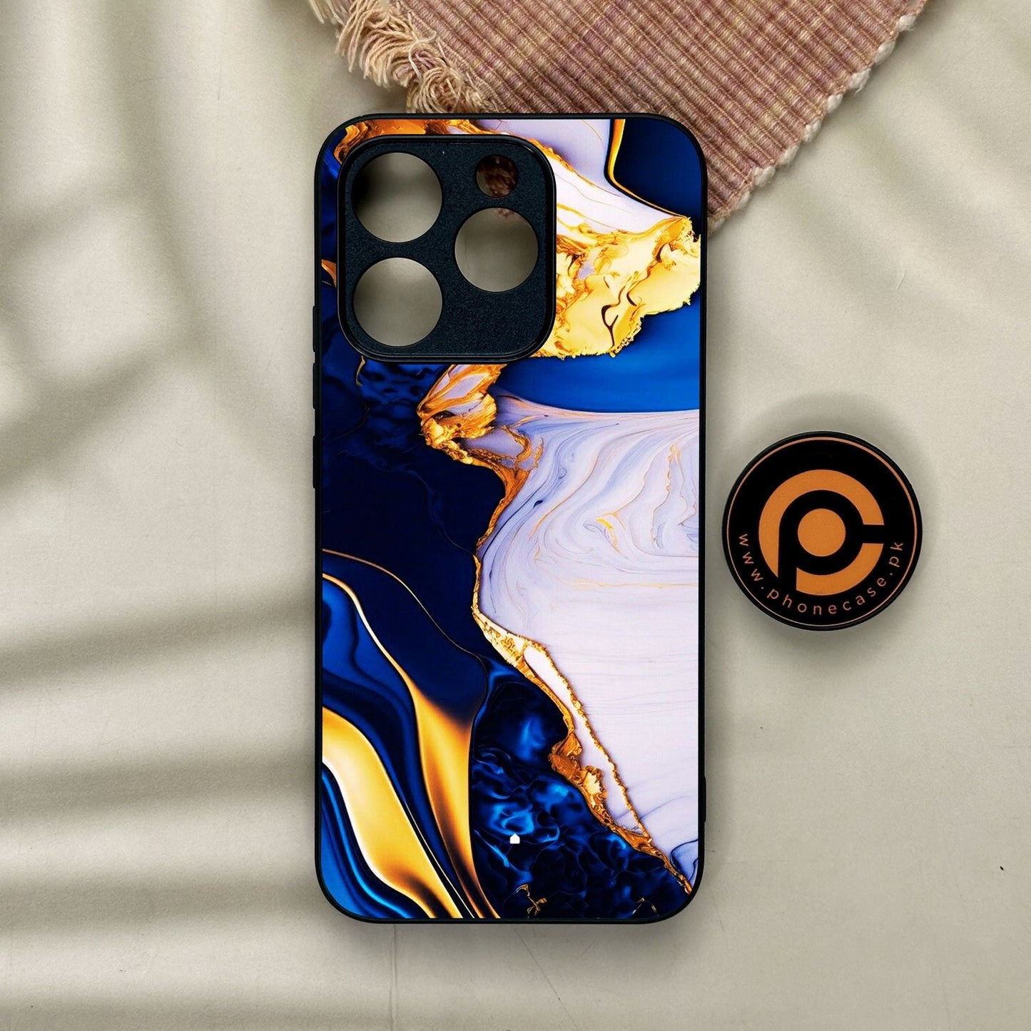 Realme 15T - Blue Golden Marble - Premium Metal Printed Soft Bumper Shock Proof Case
