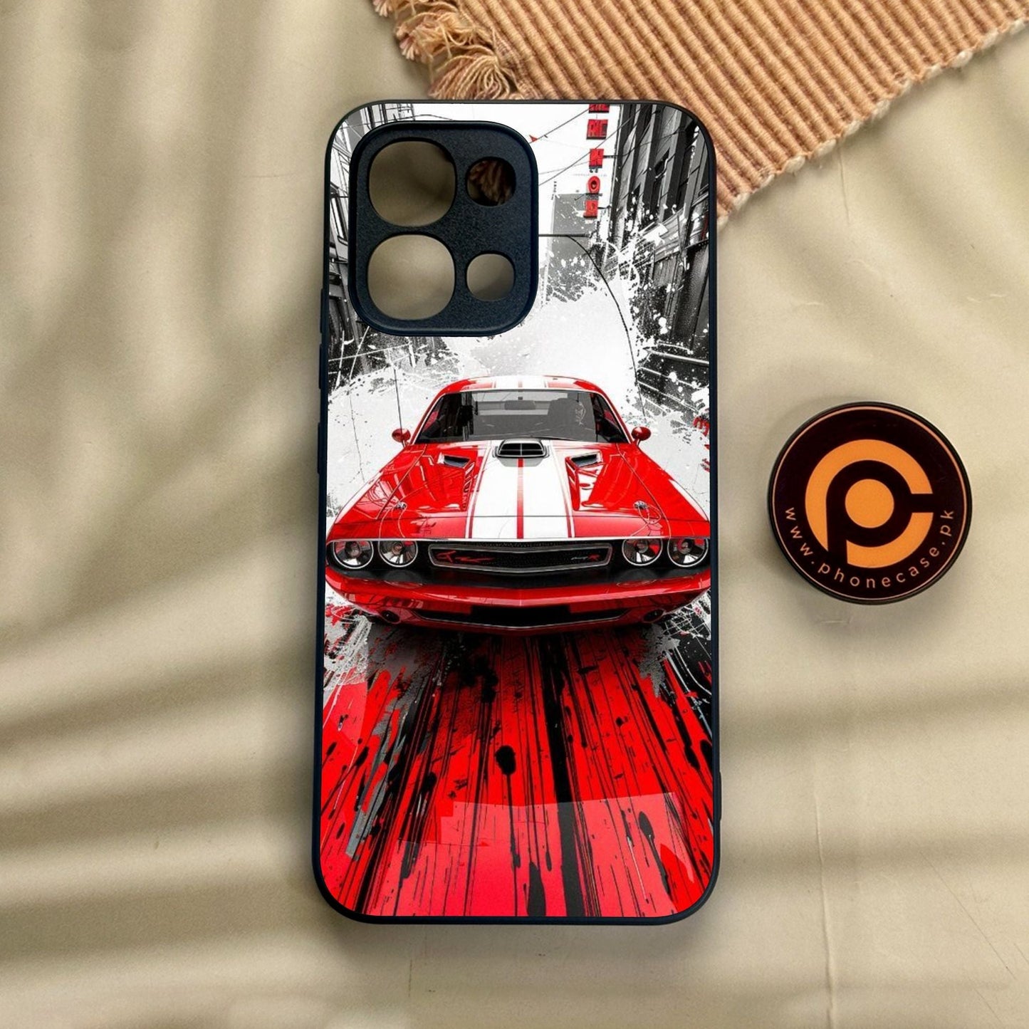 Oppo A6 Pro - Red Muscle Car Thrill - Premium Metal Printed Soft Bumper Shock Proof Case