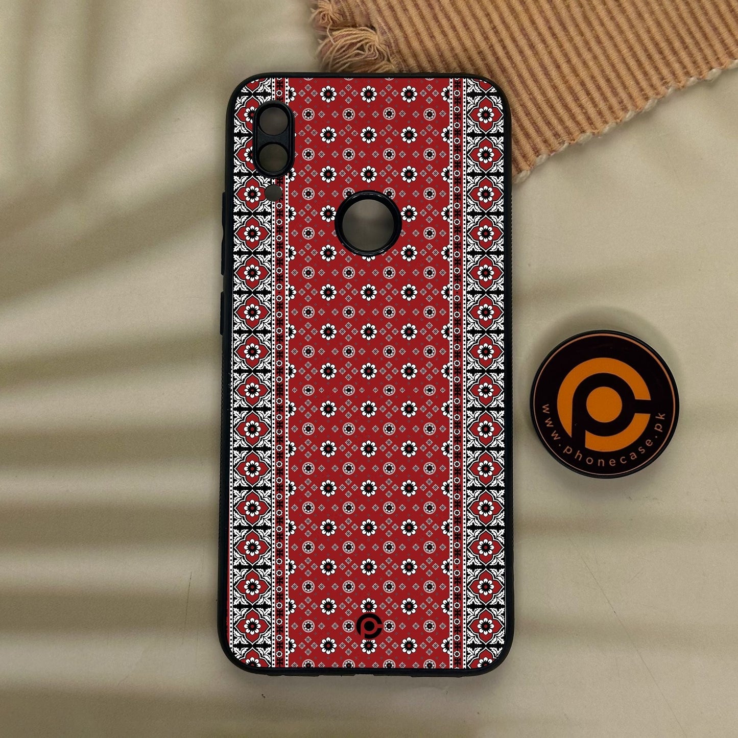 Redmi Note 7 - Ajrak Design 12 - Premium Metal Printed Soft Bumper Shock Proof Case