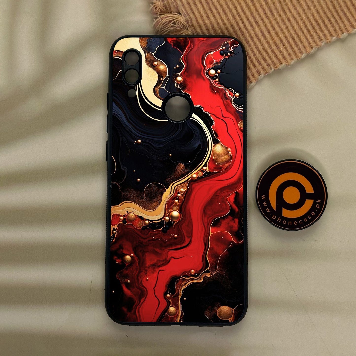 Redmi Note 7 - Red Gold Marble - Premium Metal Printed Soft Bumper Shock Proof Case