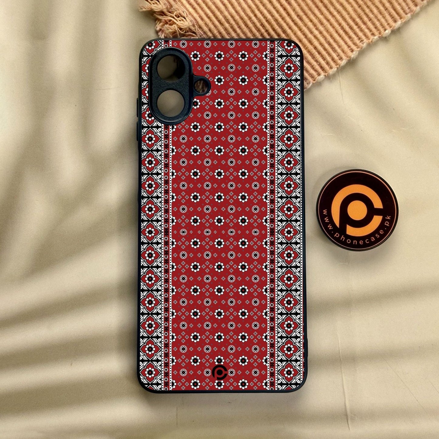 Samsung Galaxy A07 - Ajrak Design 12 - Premium Metal Printed Soft Bumper Shock Proof Case