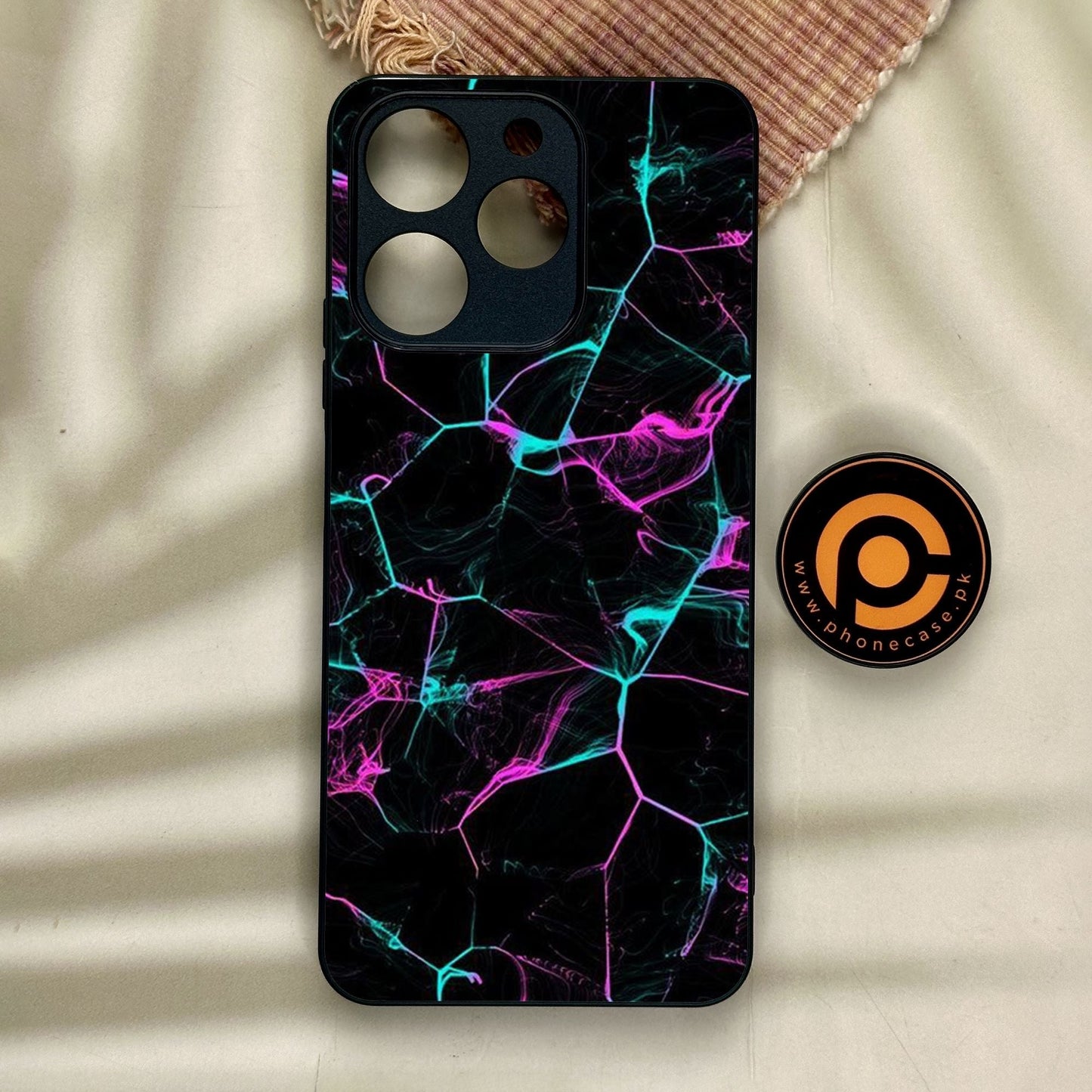 Realme Note 70 - Black Marble Design 9 - Premium Metal Printed Soft Bumper Shock Proof Case