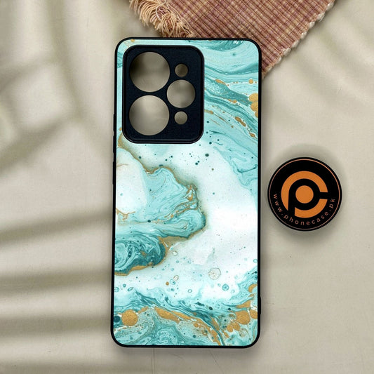 Realme 15 - Aqua Blue Marble Design - Premium Metal Printed Soft Bumper Shock Proof Case