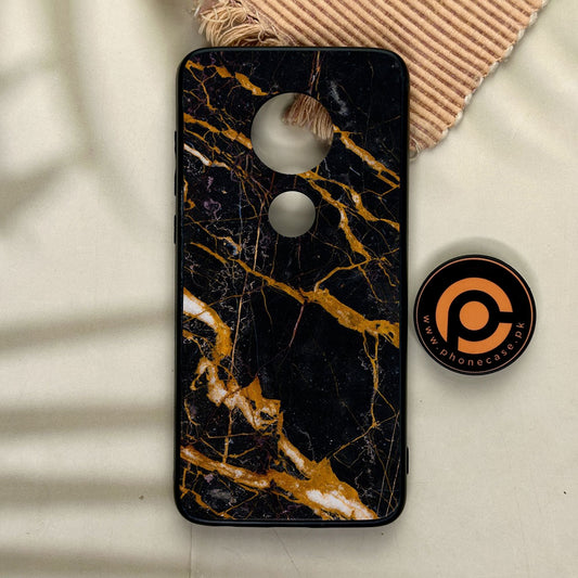 Motorola Moto G7 - Golden Black Marble - Premium Metal Printed Soft Bumper Shock Proof Case