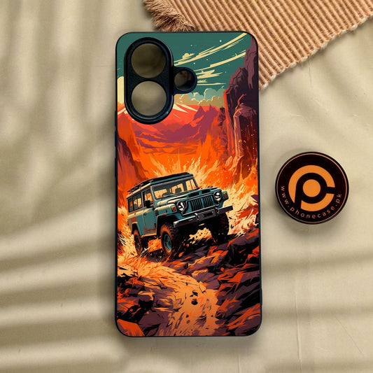 Vivo V60 Lite  - Jeep Offroad - Premium Metal Printed Soft Bumper Shock Proof Case
