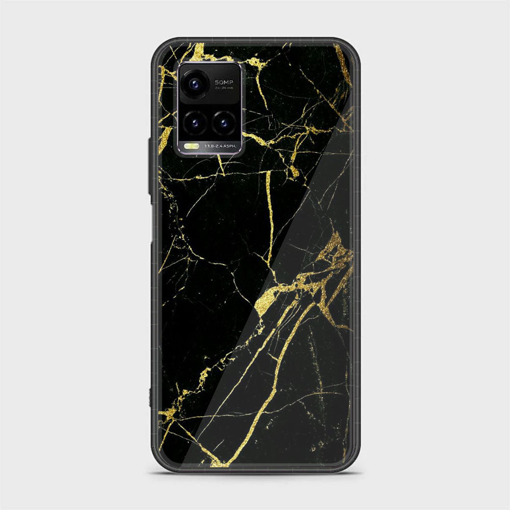 Vivo Y21 Black Marble Design 3  Premium Printed Glass soft Bumper shock Proof Case  CS-38564