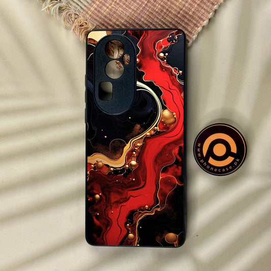 Oppo Reno 10 Pro Plus - Red Gold Marble - Premium Metal Printed Soft Bumper Shock Proof Case