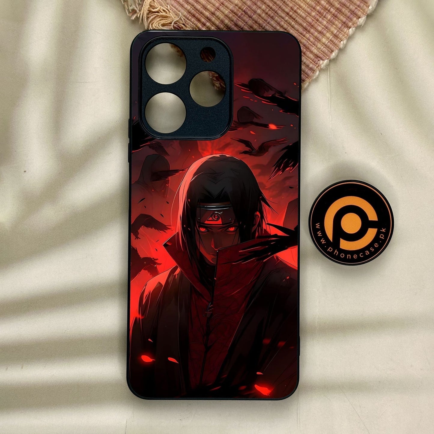 Realme Note 70 - Red Rings Itachi - Premium Metal Printed Soft Bumper Shock Proof Case