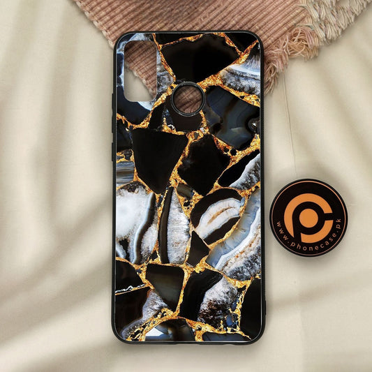 Honor 9X Lite - Black Marble Design 5 - Premium Metal Printed Soft Bumper Shock Proof Case